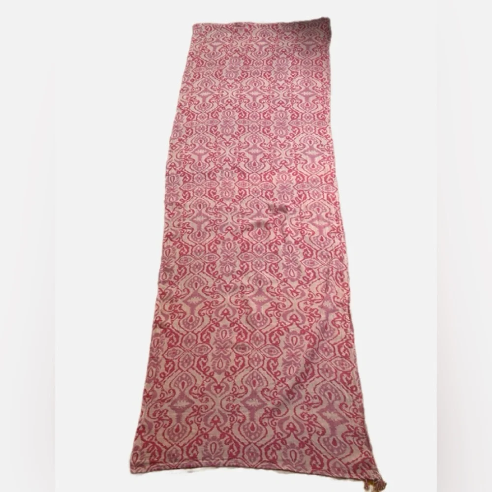 Fresh Produce 100% Cotton Pink Patterned Scarf | Tassel Fringe